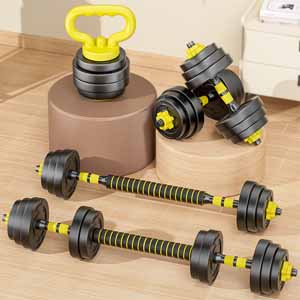 华亚（HUAYA） 哑铃男士杠铃套装可调节环保包胶手铃亚玲家用运动锻炼健身器材 20公斤（左右各10kg）+连接杆